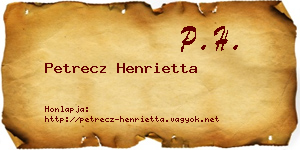 Petrecz Henrietta névjegykártya