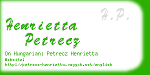 henrietta petrecz business card